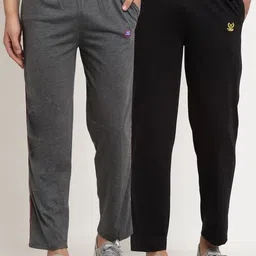 mack jonney VIMAL JONNEY Men Pack Of 2 Grey & Black Solid Track Pants-picture-41