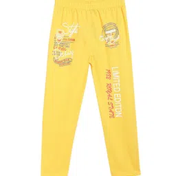 SWEET ANGEL Boys Yellow Printed Cotton Typography Track Pants-picture-56