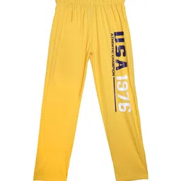 SWEET ANGEL Boys Yellow Printed Typography Relaxed Fit Track Pants-picture-23