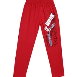 SWEET ANGEL Boys Red Printed Typography Cotton Track Pants-picture-47