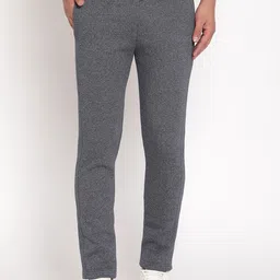 Octave Men Grey Solid Cotton Track Pants-image-12