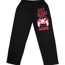 SWEET ANGEL Boys Black Solid Pure Cotton Typography Relaxed Fit Track Pant-picture-44