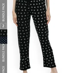 IndiWeaves Women Pack of 2 Printed Pure Cotton Lounge Pants-picture-38