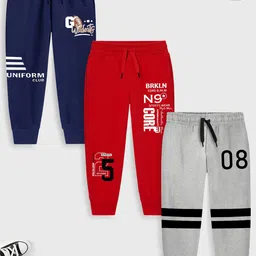 YK X Trampoline Pack of 3 Kids Printed Mid-Rise Cotton Joggers-picture-13