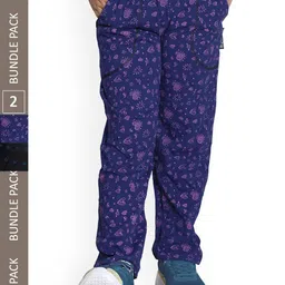 IndiWeaves Boys Pack Of 2 Floral Printed Cotton Track Pants-image-40