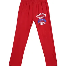 SWEET ANGEL Boys Red Typography Pure Cotton Relaxed-Fit Track Pants image 1