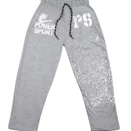 SWEET ANGEL Boys Grey Melange Printed Cotton Track Pants-picture-44