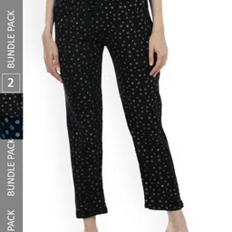 IndiWeaves Women Pack of 2 Printed Pure Cotton Lounge Pants-image-58
