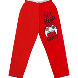 SWEET ANGEL Boys Red Printed Relaxed-Fit Pure Cotton Track Pants-picture-22