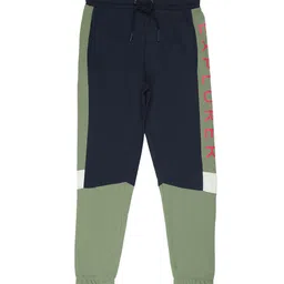Alan Jones Boys Navy Blue & Green Colourblocked Track Pants-picture-24