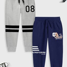 YK X Trampoline Kids Pack Of 2 Printed Cotton Mid Rise Joggers-picture-46
