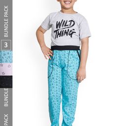 IndiWeaves Boys Pack Of 3 Printed Cotton Track Pants-picture-5
