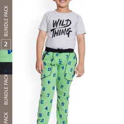 IndiWeaves Boys Pack Of 2 Printed Cotton Mid-Rise Track Pants-picture-37