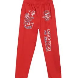 SWEET ANGEL Boys Red & White Printed Relaxed-Fit Pure Cotton Track Pants-picture-35