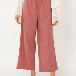 Mast & Harbour Pink Women High-Rise Flared Fit Trouser-picture-32