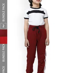 IndiWeaves Boys Pack Of 2 Mid-Rise Regular-Fit Pure Cotton Track Pants-image-28