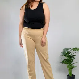 Mlada Women Cotton Plus Size High Rise Regular Trousers-image-14