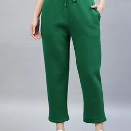 DELAN Women Green Solid Cotton Regular Fit Track Pants-picture-25