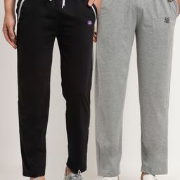 mack jonney VIMAL JONNEY Men Pack Of 2 Black & Grey Solid Track Pants-picture-24