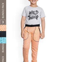 IndiWeaves Boys Pack Of 3 Printed Cotton Track Pants-picture-35