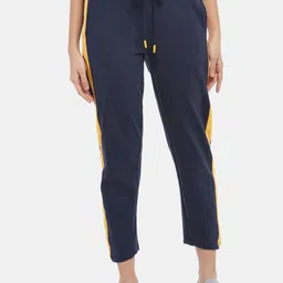 Ajile by Pantaloons Women Blue Solid Pure Cotton Track Pants-picture-19