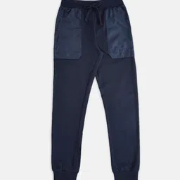 Pantaloons Junior Boys Navy Blue Solid Cotton Track Pants-picture-10