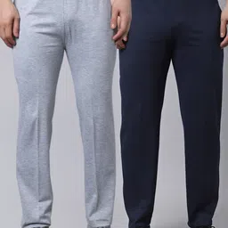 mack jonney VIMAL JONNEY Men Pack Of 2 Grey & Black Solid Pure Cotton Track Pants-picture-10