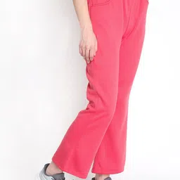 CHKOKKO Women Pink Solid Bootcut Track Pants image 5