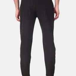 FITINC Men Black Solid Relaxed-Fit Light Weight Track Pant with Zipper Pockets image 4