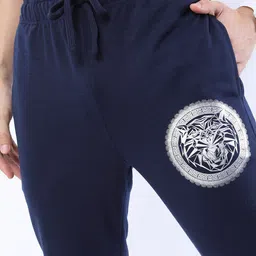 HIGHLANDER Men Navy Blue Regular Fit Printed Track Pants image 3