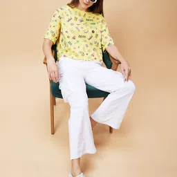 Globus Women High-Rise Pure Cotton Straight Leg Bootcut Trousers image 5