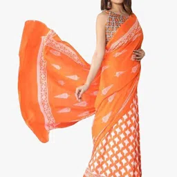 clothonus Ethnic Motifs Printed Pure Cotton Half & Half Ikat Saree image 2