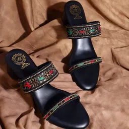 AZ Footwear Embroidered Strappy Block Heels-picture-33