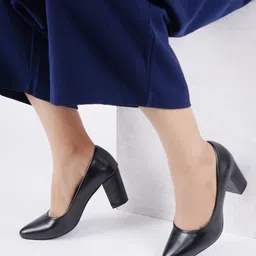 Rubeezz Black Solid Block Pumps-picture-34