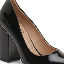 London Rag Black Block Heeled Formal Pumps image 5