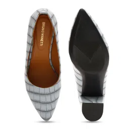 Bruno Manetti Women Grey Printed PU Block Pumps image 4