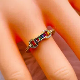 ZIVOM 18K Gold-Plated CZ-Studded Open Back Finger Ring image 2