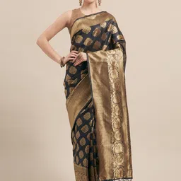 Sangria Ethnic Motifs Woven Design Zari Kanjeevaram Saree-picture-22