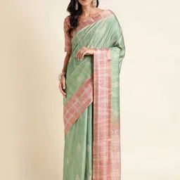 Mitera Geometric Printed Pure Silk Saree-image-38