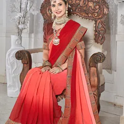 anouk rustic Anouk Red Ombre Dyed Zari Detailed Saree image 3