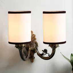 Devansh White & Black Antique Wall Lamp With Cotton Shade image 3