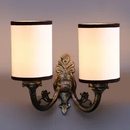 Devansh White & Black Antique Wall Lamp With Cotton Shade image 4