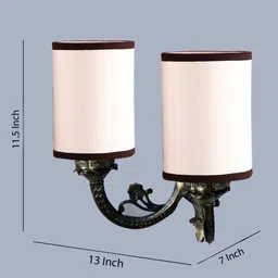 Devansh White & Black Antique Wall Lamp With Cotton Shade image 2