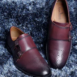 LOUIS STITCH Men Genuine Italian Leather Formal Monk Shoes-picture-42