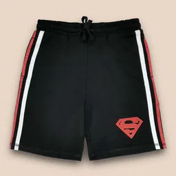 Kids Ville Boys Black Superman Cotton Shorts-image-34