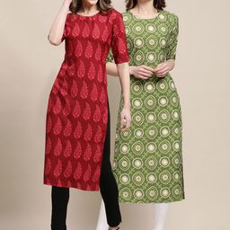 7threads KALINI Women Pack of 2 Digital  Printed Summer Sheers Crepe Kurta-picture-40