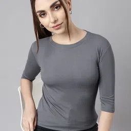 SHOWOFF Cotton Knitted Round Neck Top-image-2
