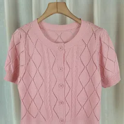 StyleCast Girls Pink Ethnic Motifs Self Design Acrylic Regular Top-picture-25