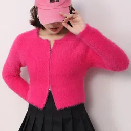 StyleCast Girls Pink Argyle Crop Sweater Vest-image-86