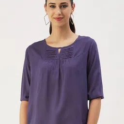 DressBerry Woman Solid Keyhole Neck Top-picture-35